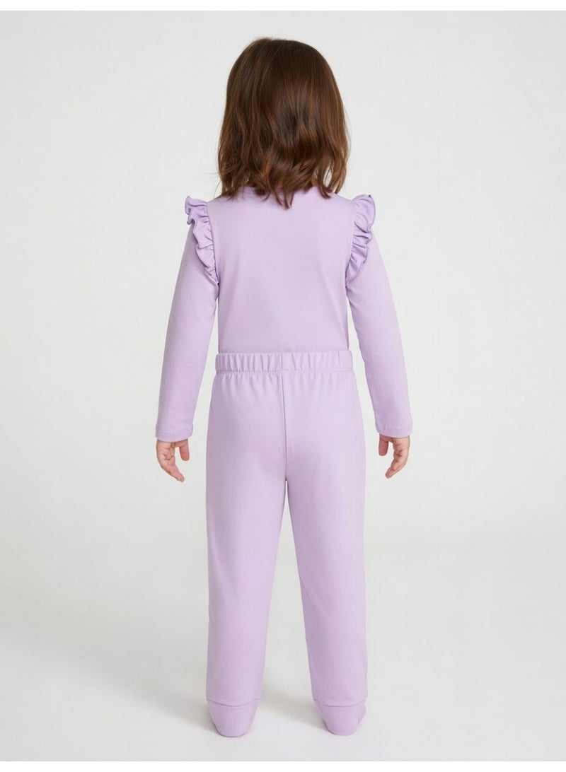 هالو كيتي هيلو كيتي | طقم تيشيرت وبنطال بأكمام طويلة للبنات | أرجواني فاتح - Image 2